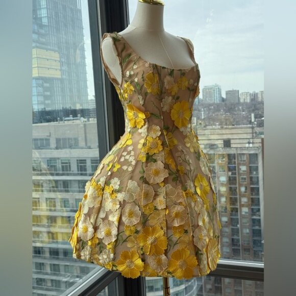 🆕 BRONX & BANCO 🧿 NWOT Jasmine Maraya Structured Mini Dress, Yellow, Sz L US 8 - Picture 8 of 16